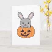 Carte Lapin En Citrouille De Mignons lapins Joyeux Hallo (Fleur jaune)