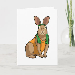 Carte Lapin en coureur avec serviette