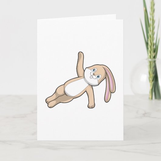Carte Lapin en étirement de yoga (Devant)