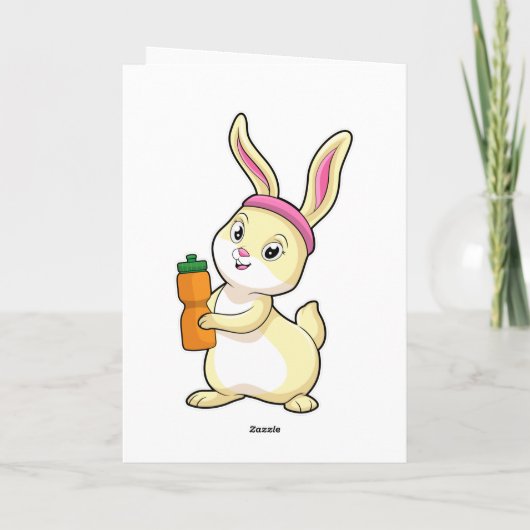 Carte Lapin en forme avec une bouteille de boisson (Dos)