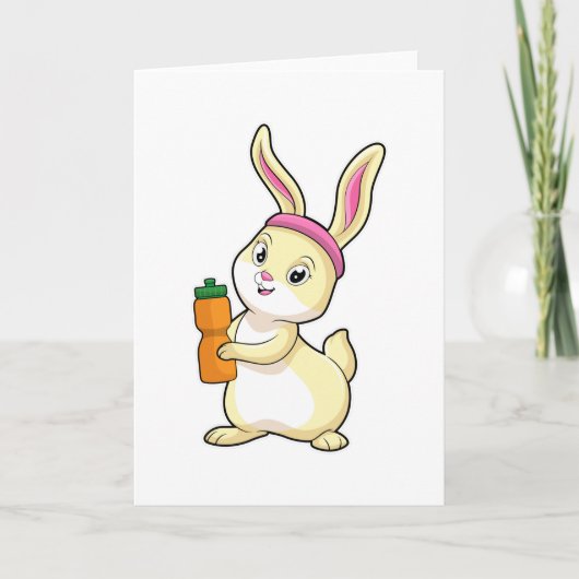 Carte Lapin en forme avec une bouteille de boisson (Devant)