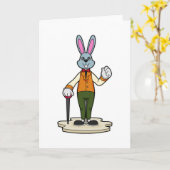 Carte Lapin en gentleman avec canne (Fleur jaune)