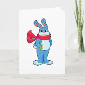 Carte Lapin en hiver avec Écharpe (Devant)