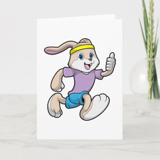 Carte Lapin en jogging avec bandeau (Devant)