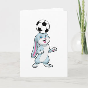 Carte Lapin en joueur de football avec ballon de footbal