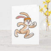 Carte Lapin en train de courir avec un bandeau (Fleur jaune)