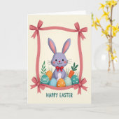 Carte Lapin et Œufs Décorés (Fleur jaune)