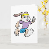 Carte Lapin faisant du jogging avec un bandeau (Fleur jaune)