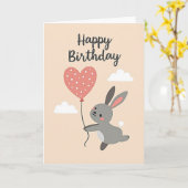 Carte Lapin Fantaisiste Cœur (Fleur jaune)