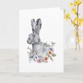 Carte Lapin fleur aquarelle (Fleur jaune)