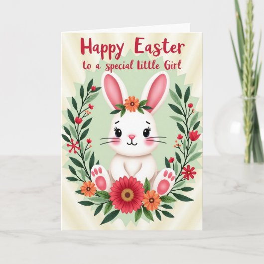 Carte Lapin Fleur de Printemps (Devant)