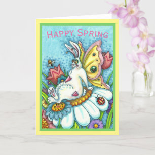 CARTE LAPIN FLUTTERBUN DU PRINTEMPS HEUREUX, LAPIN DRÔLE