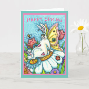 CARTE LAPIN FLUTTERBUN DU PRINTEMPS HEUREUX, LAPIN DRÔLE