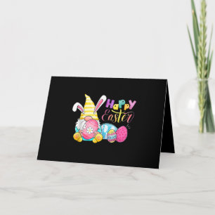 Carte Lapin Gnome Pâques Chasse aux œufs Joyeuse journée