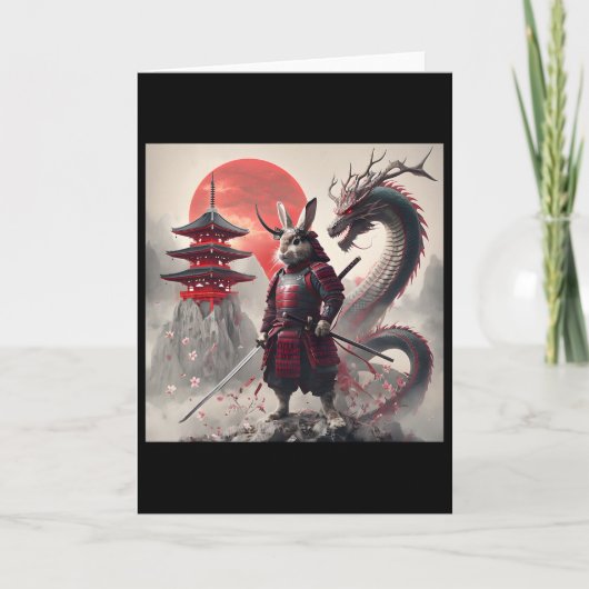 Carte Lapin graphique de samouraï japonais (Devant)