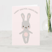 Carte Lapin Gris Cute Rabbit Personnalisé Joyeux Pâques (Devant)