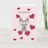 Carte lapin gris de Saint Valentin (Devant)