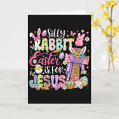Carte Lapin idiot Pâques est pour Jésus Mignon lapin Chr (Fleur jaune)