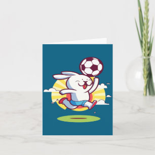 Carte Lapin jouant au football de Pâques _1