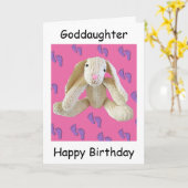 Carte lapin lapin d'anniversaire de fille (Fleur jaune)