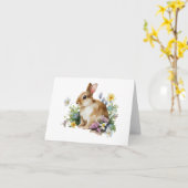 Carte Lapin lapin de bébé doux dans un champ de fleur BL (Fleur jaune)