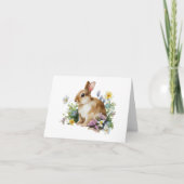 Carte Lapin lapin de bébé doux dans un champ de fleur BL (Devant)