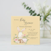 Carte Lapin Lapin Jaune Baby shower neutre genre (Debout devant)