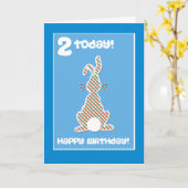 Carte Lapin lapin mignon sur bleu 2e anniversaire Saluta (Fleur jaune)