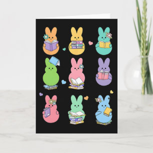 Carte Lapin lisant des livres jour de Pâques bibliothéca