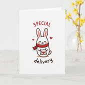 Carte Lapin Livraison Spéciale (Fleur jaune)
