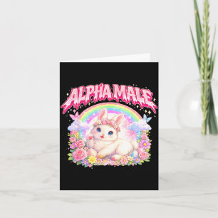 Carte Lapin mignon arc-en-ciel floral drôle pour hommes