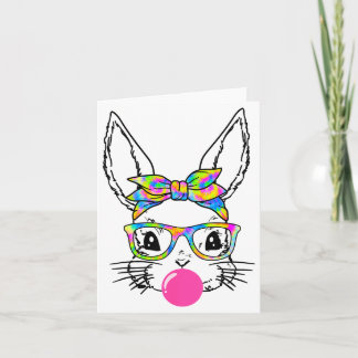 Carte Lapin Mignon Avec Bandana Lunettes Tie Dye Bubble 