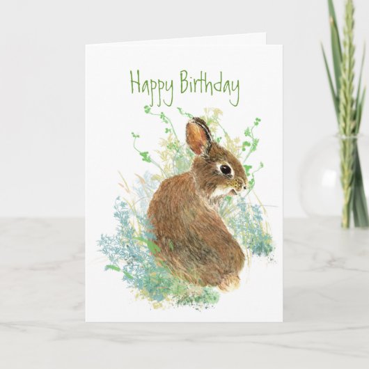 Carte Lapin mignon enfant joyeux anniversaire animal (Devant)