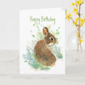 Carte Lapin mignon enfant joyeux anniversaire animal (Fleur jaune)