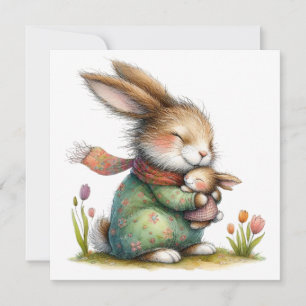 Carte Lapin Mignon et Maman pour la Fête des Mères et l'