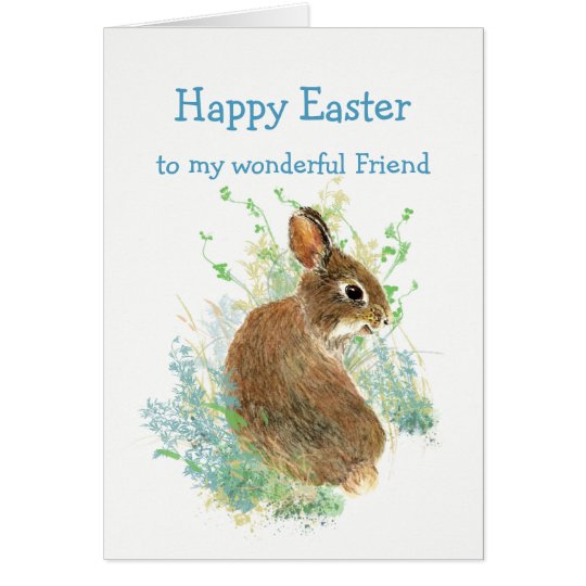Carte Lapin mignon fait sur commande de Pâques d'ami