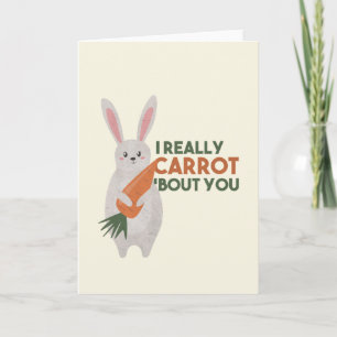 Carte Lapin mignon jeu de mots sur les carottes - Je me 
