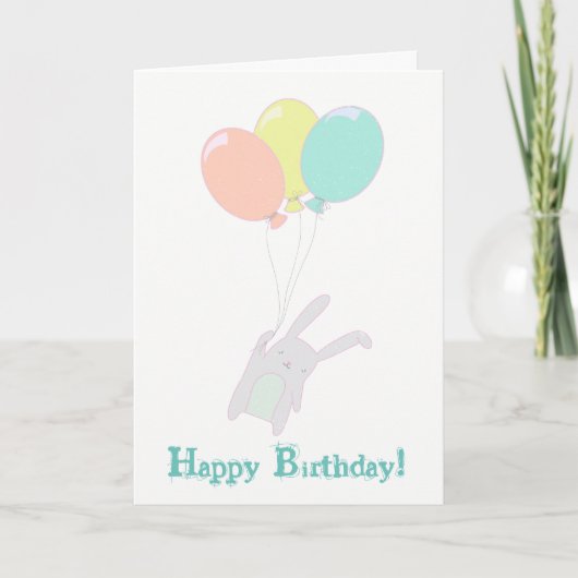 Carte Lapin mignon simple avec des ballons (Devant)