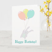 Carte Lapin mignon simple avec des ballons (Fleur jaune)