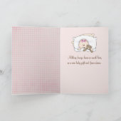 Carte Lapin mignon sur gingham pour nouveau-né (Intérieur)