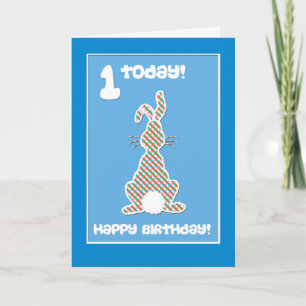 Carte Lapin mignon sur la ?ère salutation d'anniversaire