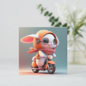 Carte Lapin Mignon sur Scooter (Debout devant)