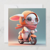 Carte Lapin Mignon sur Scooter (Devant)