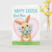 Carte Lapin Motif Cœur (Fleur jaune)