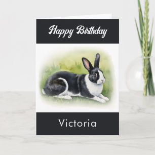 Carte Lapin Néerlandais Animal de Compagnie Aquarelle Jo