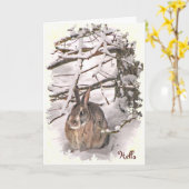 Carte Lapin Neige Rabbit Pensez à vous (Fleur jaune)