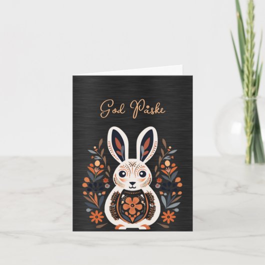 Carte Lapin noir blanc Dieu Påske (Devant)