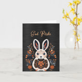 Carte Lapin noir blanc Dieu Påske (Fleur jaune)