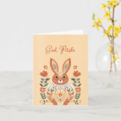 Carte Lapin Orange Jaune Dieu Påske (Fleur jaune)