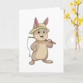 Carte Lapin pêcheur à la canne à pêche (Fleur jaune)